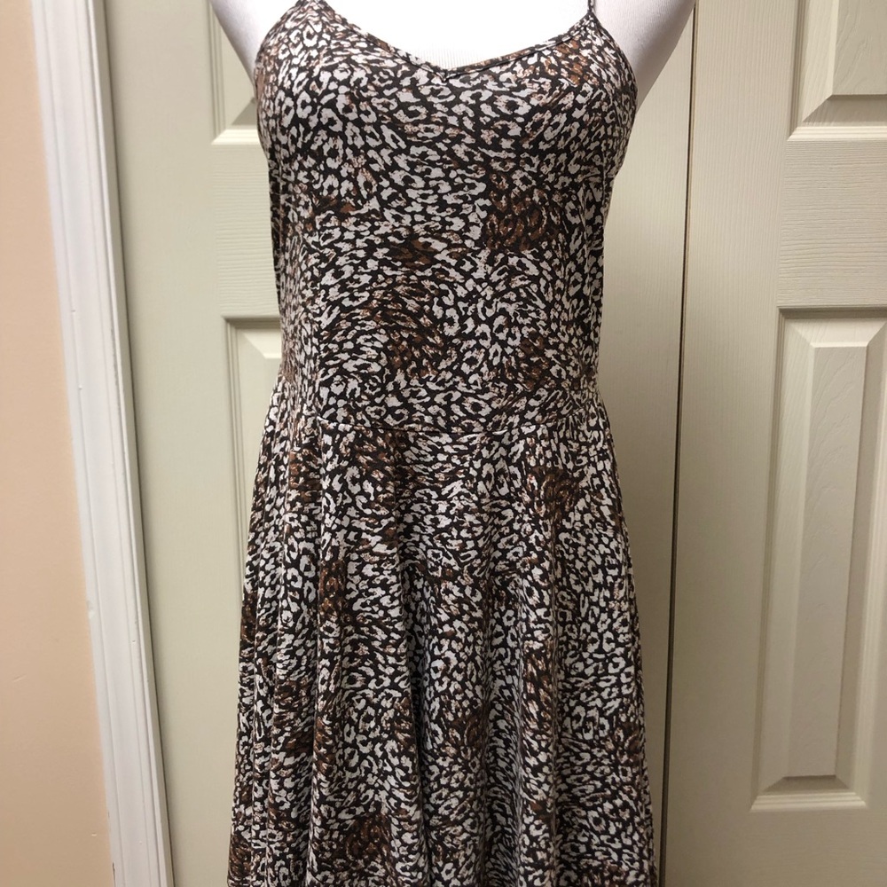 Sparkle & Fade Size Large Brown and White Midi Dress